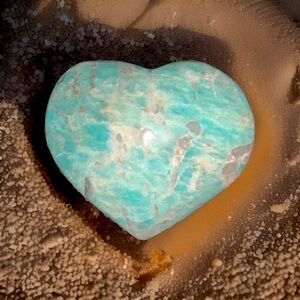 Bluish Green Amazonite Puffy Heart Feldspar Crystal Mineral Stone